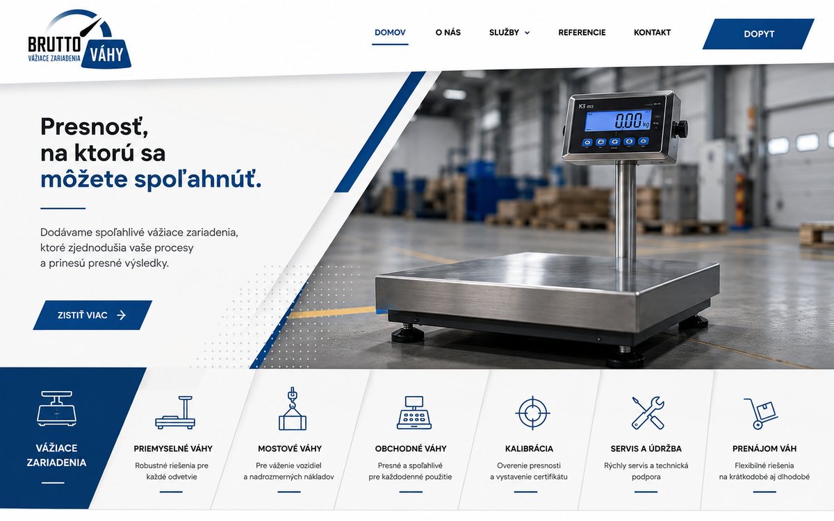 Web pre Brutto Váhy — vážiace zariadenia