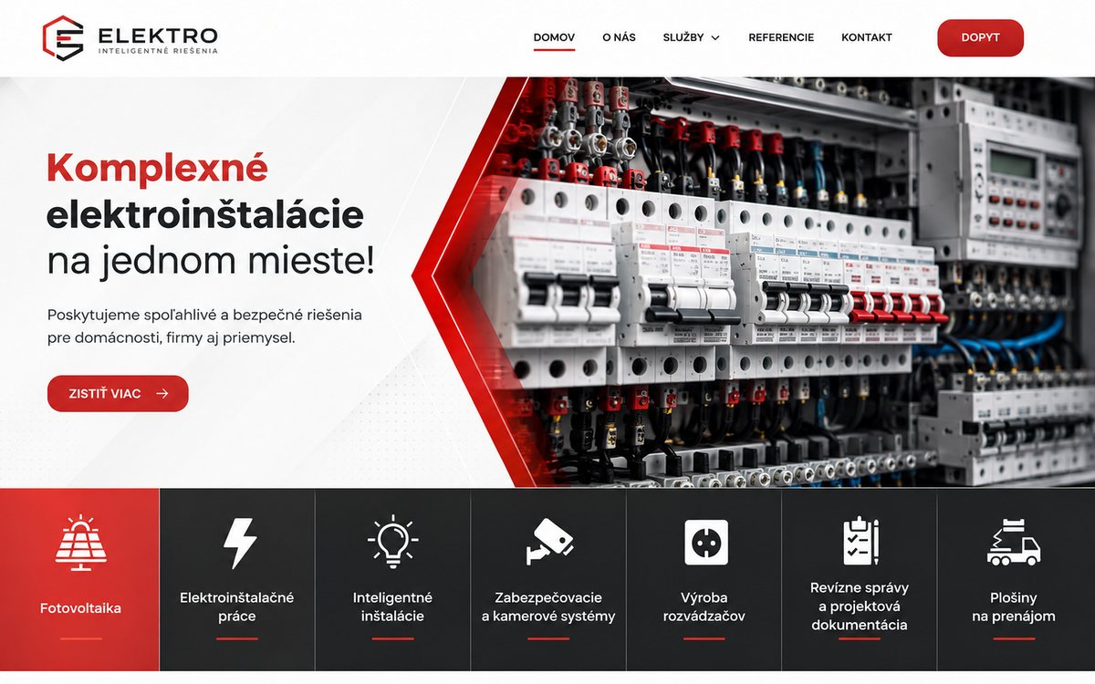 Web pre ELEKTRO — komplexné elektroinštalácie na jednom mieste